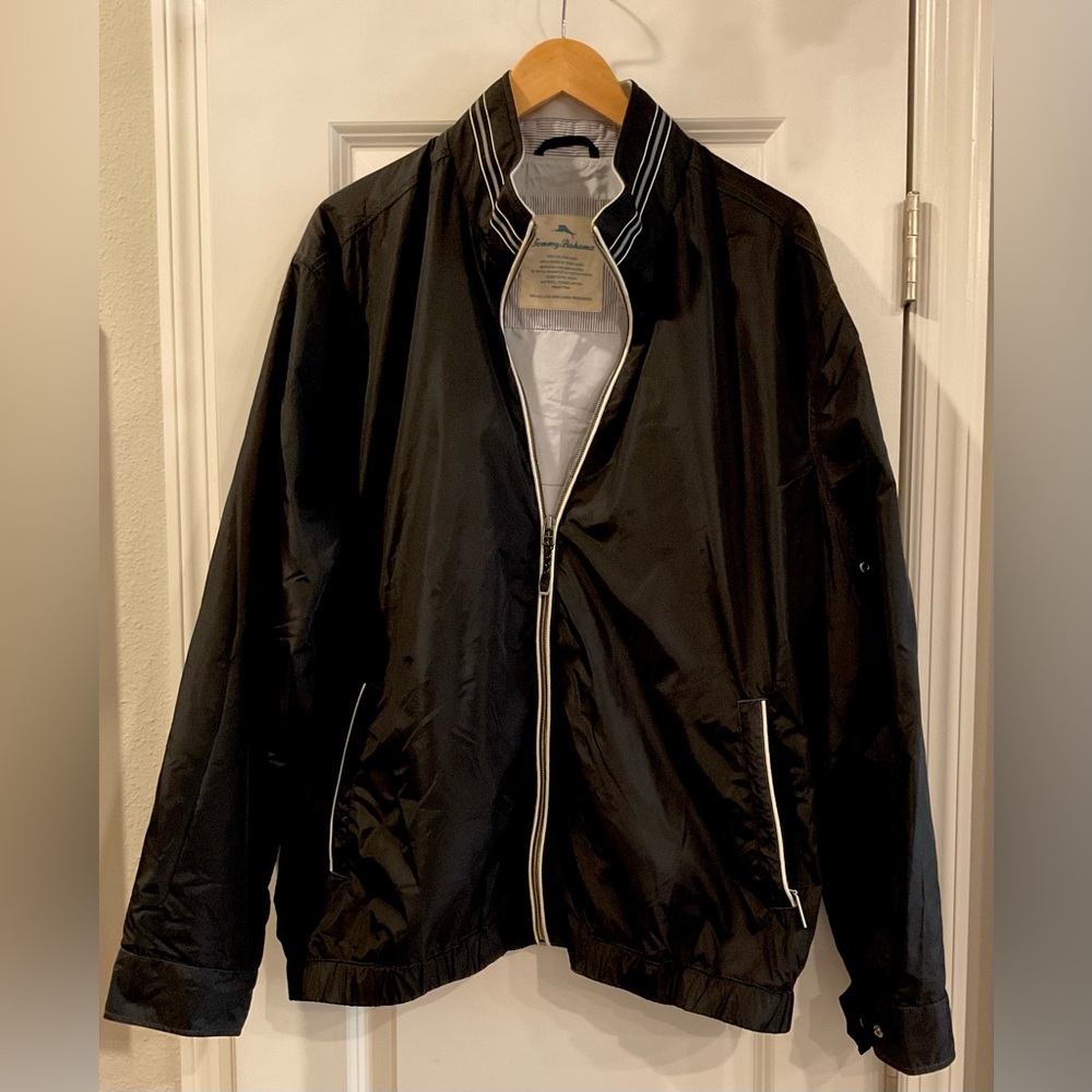 NWOT Tommy Bahama Men's Black Windbreaker Bomber Jacket